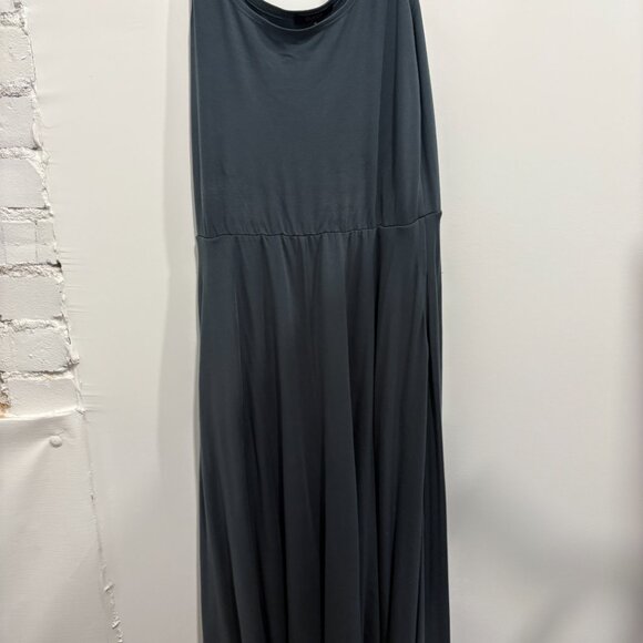Quince Tencel Jersey Fit & Flare Dress Dark Olive Small S - Picture 2 of 4